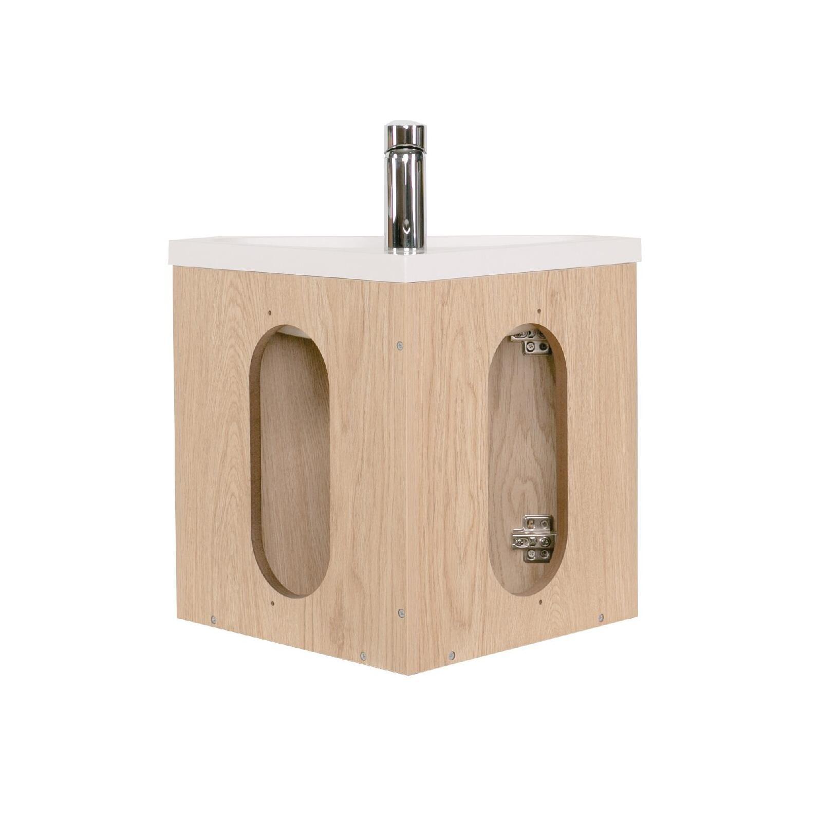 Meuble lave-mains d'angle décor chêne