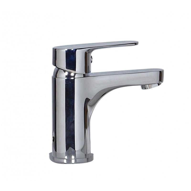 Ensemble meuble lave-mains d'angle décor chêne + Robinet + Armoire miroir