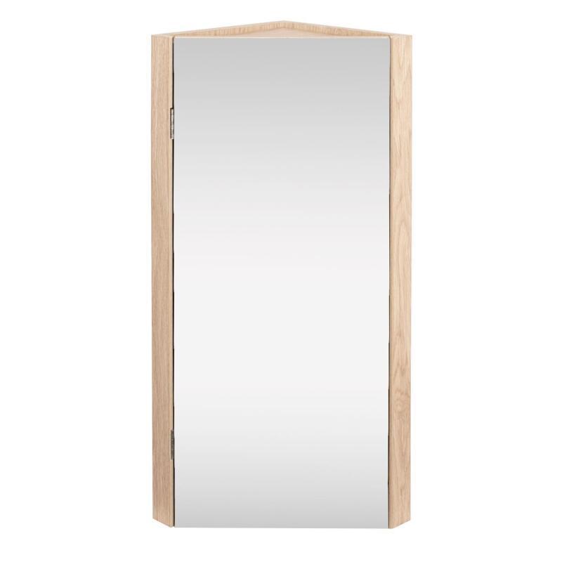 Ensemble meuble lave-mains d'angle décor chêne + Robinet + Armoire miroir