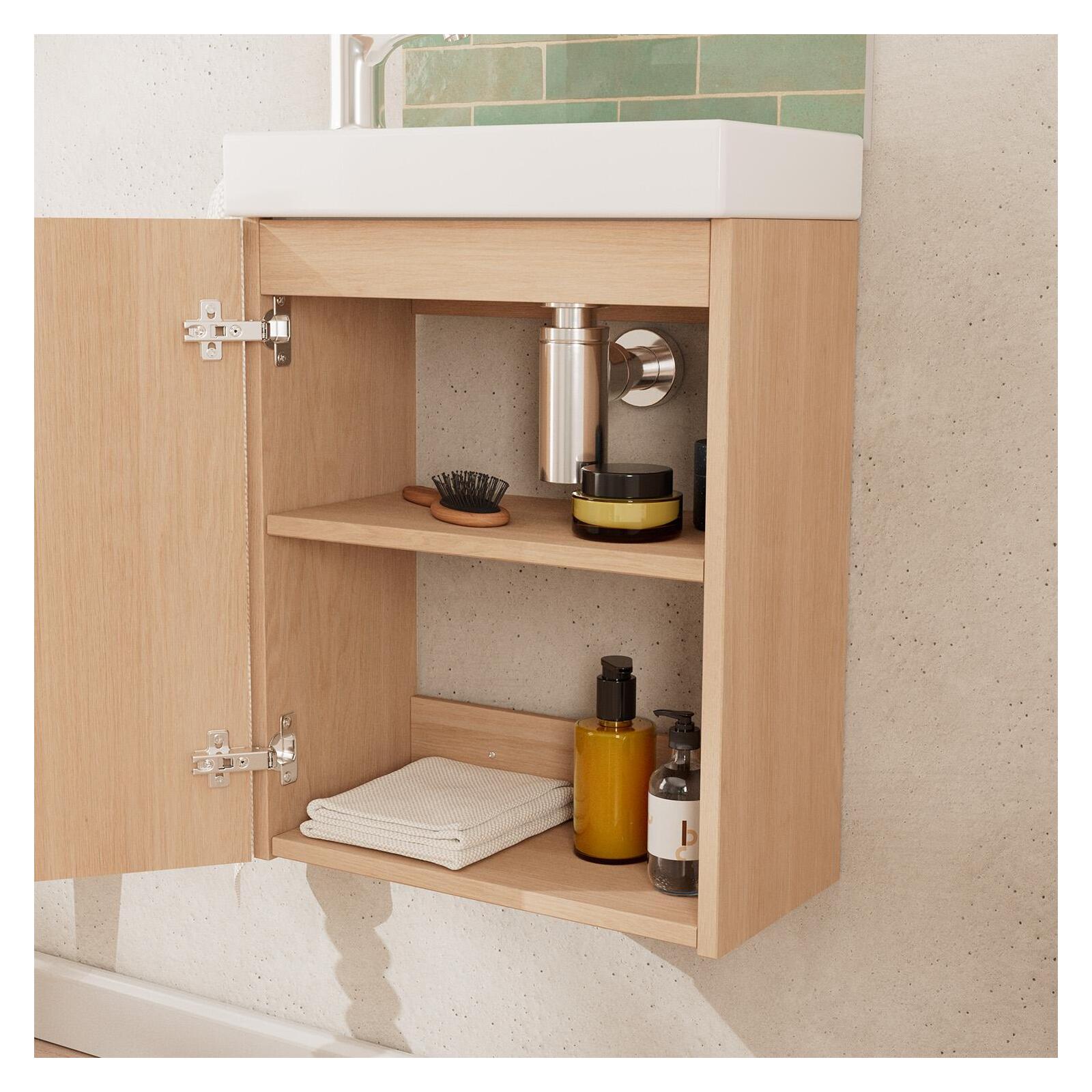 Ensemble meuble lave-mains décor chêne FRAME + robinet