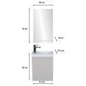 Ensemble meuble lave-mains gris sable + Miroir tablette blanche