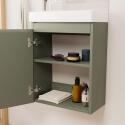 Ensemble meuble lave-mains + Robinet chromé + Miroir tablette blanche