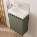 Ensemble meuble lave-mains + Robinet chromé + Miroir tablette blanche