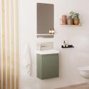 Ensemble meuble lave-mains + Robinet chromé + Miroir tablette blanche