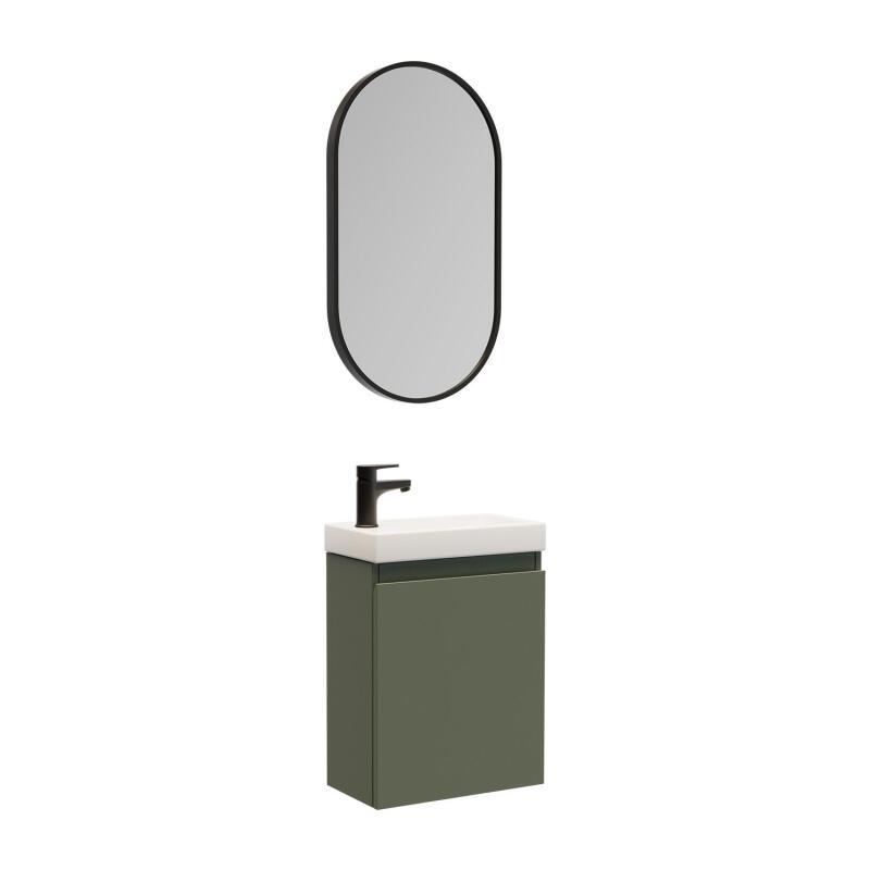 Ensemble meuble lave-mains + Miroir ovale