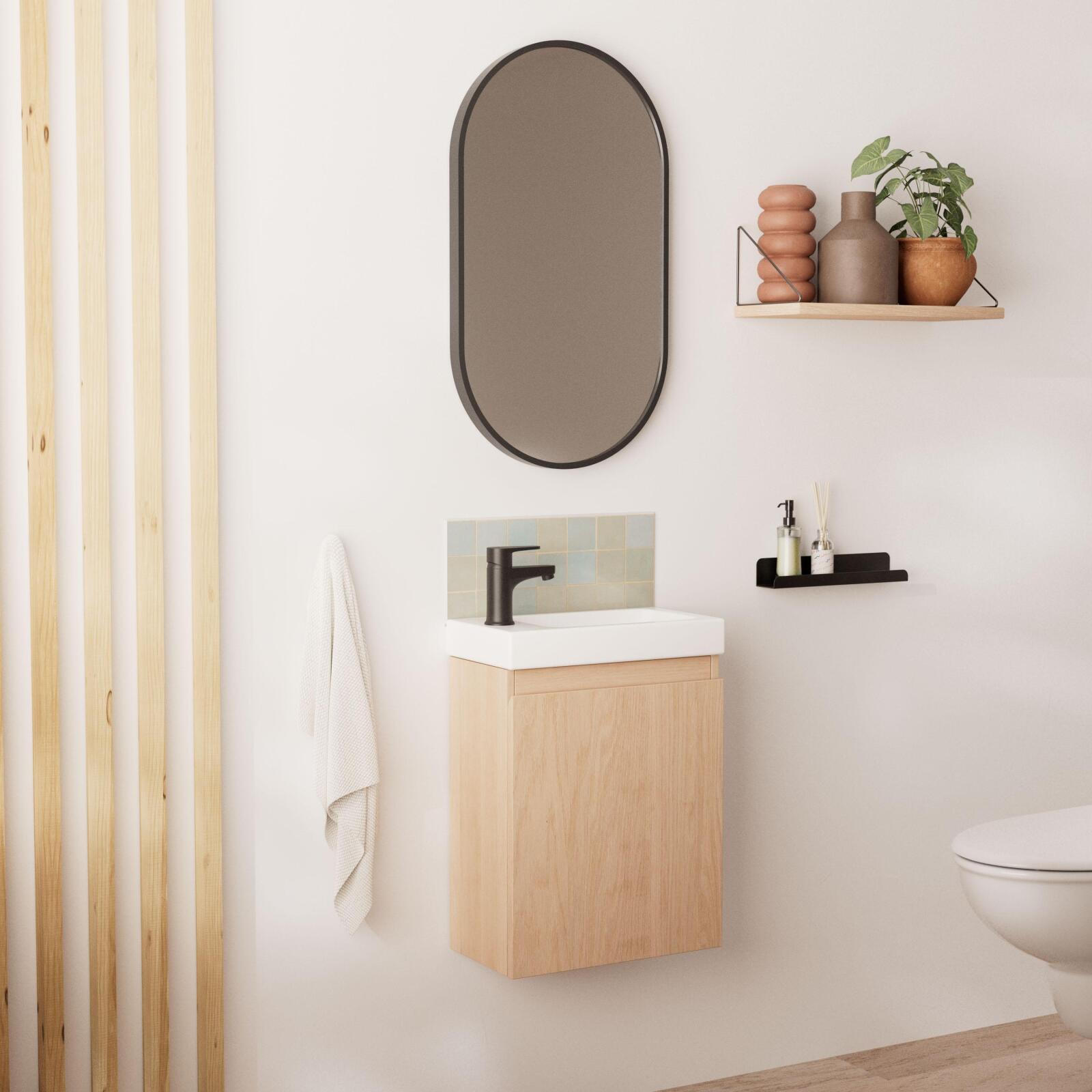 Ensemble meuble lave-mains + Miroir ovale