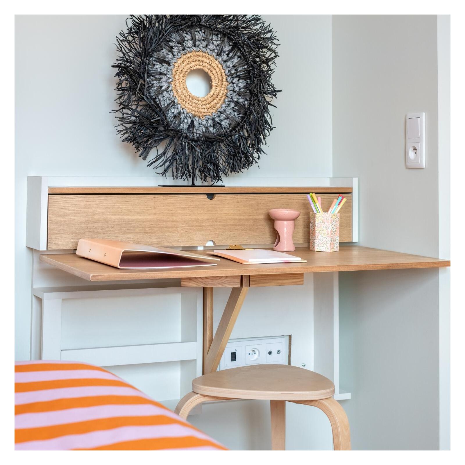 Bureau mural rabattable frêne 100 cm U-LINE