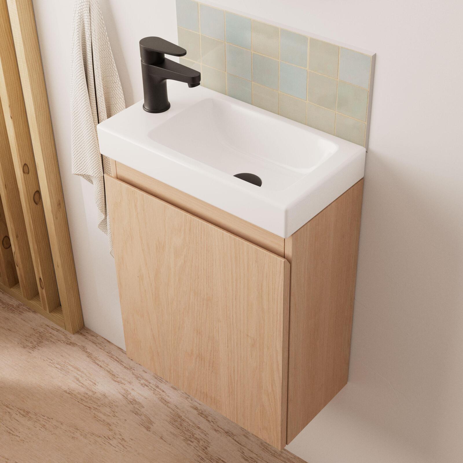 Ensemble meuble lave-mains + Robinet noir