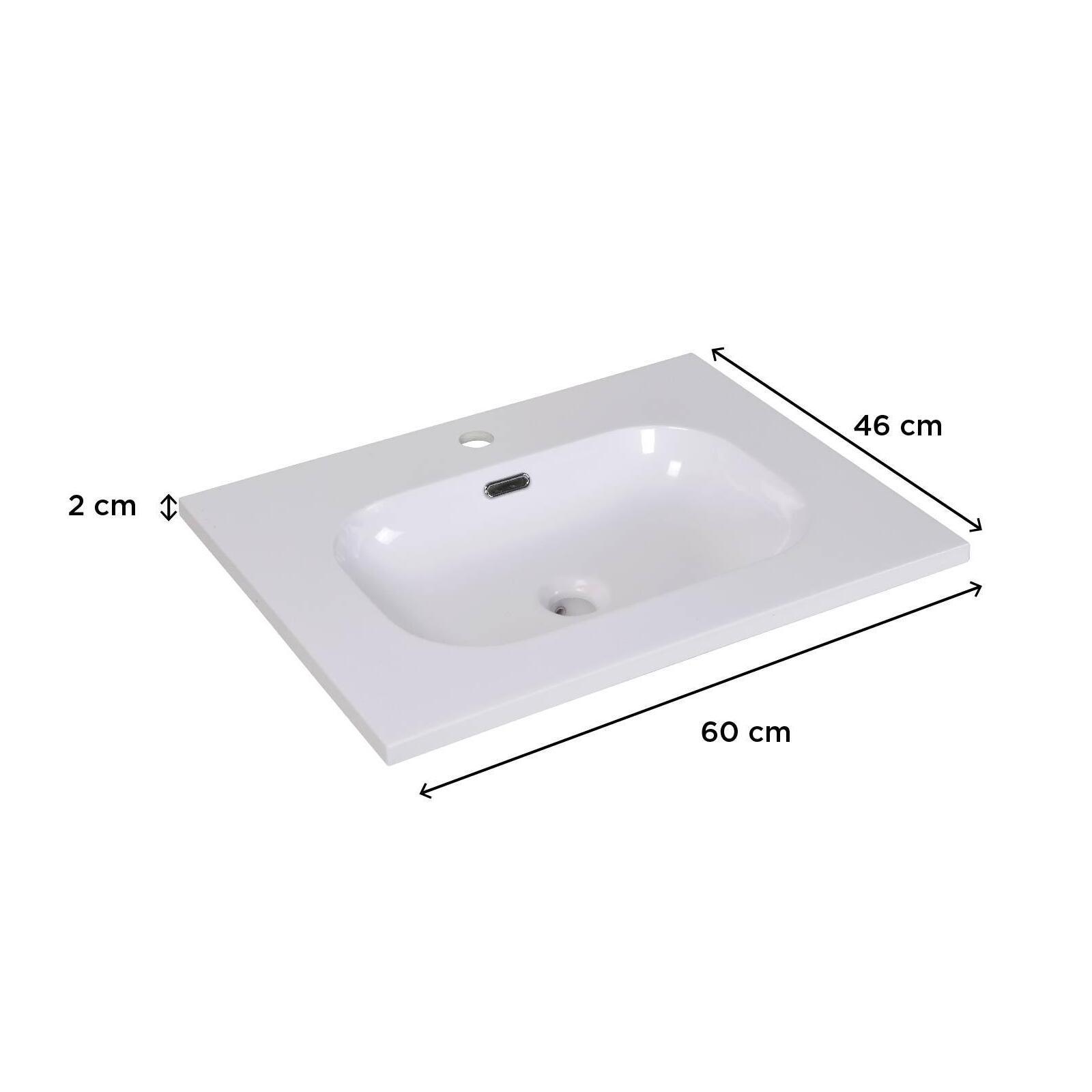 Plan vasque intégré en résine blanche 60 cm ENIO