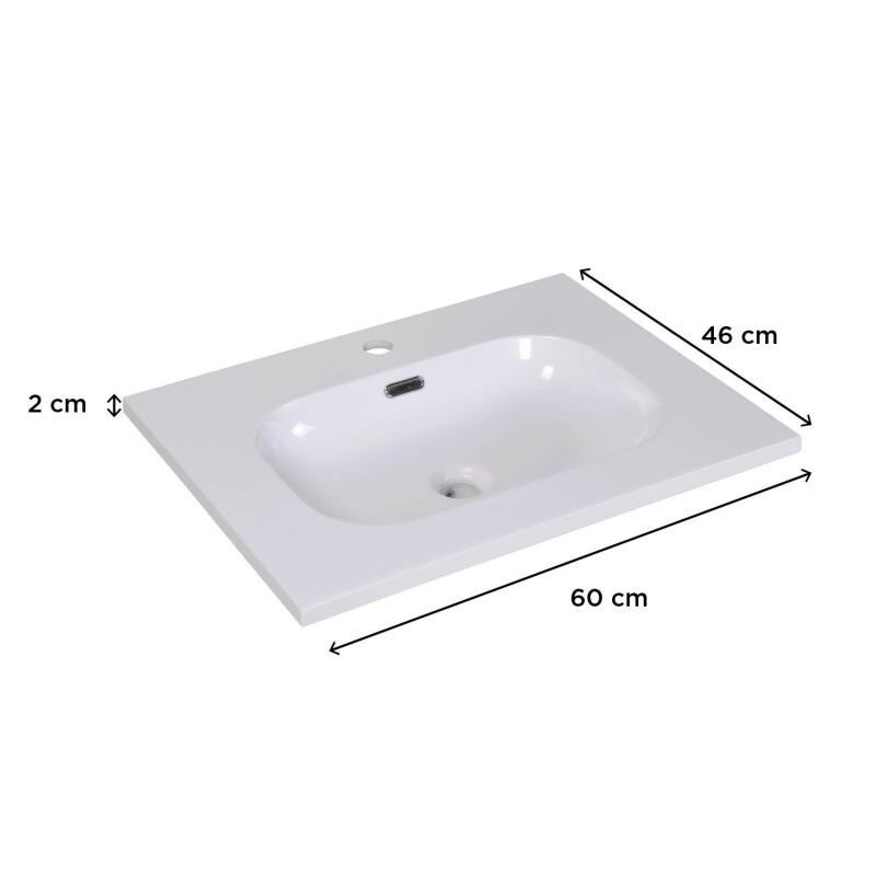Plan vasque intégré en résine blanche 60 cm ENIO