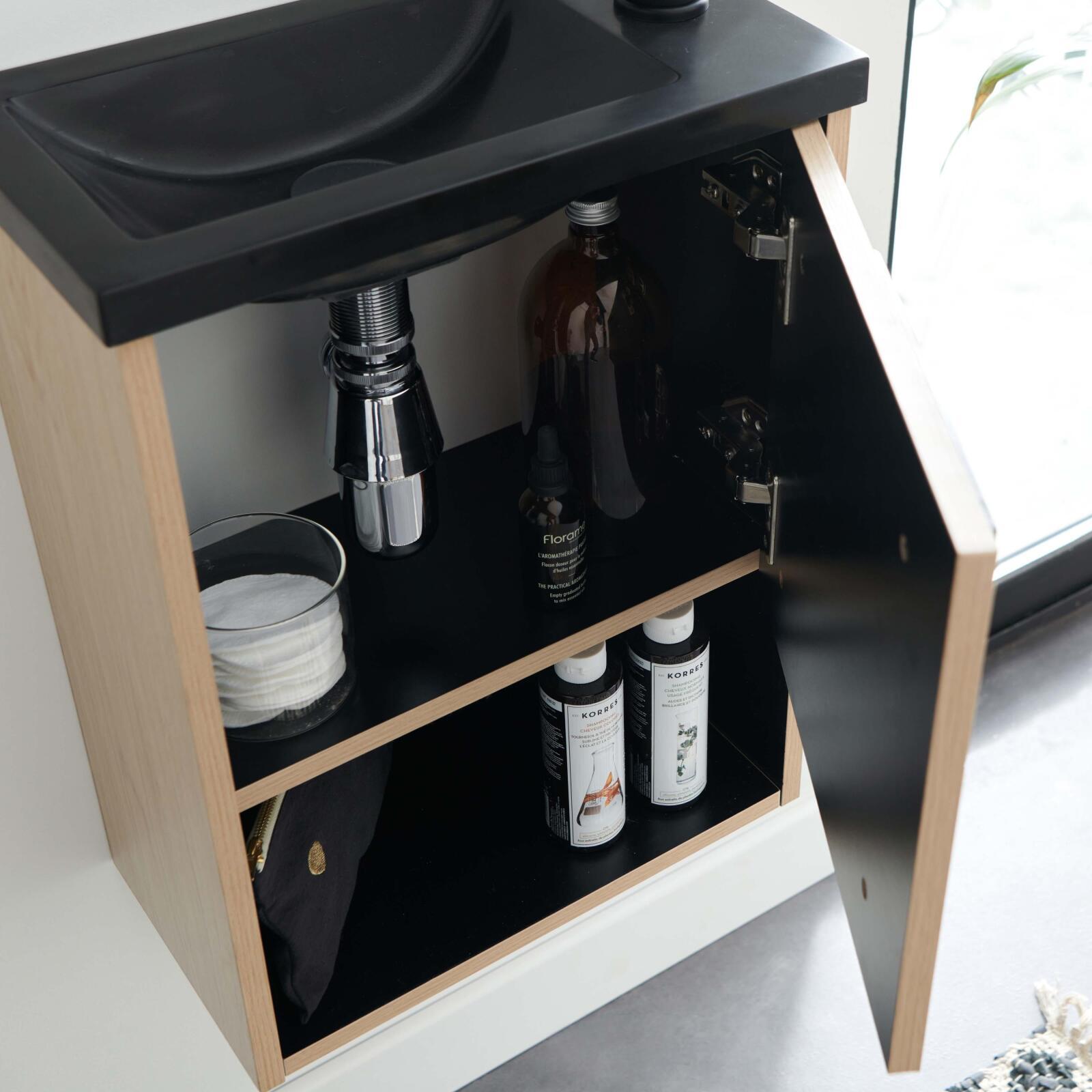 Ensemble meuble lave-mains + robinet GRIFO + Miroir SIMONA