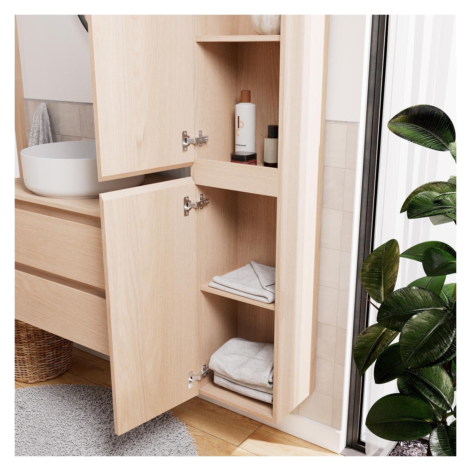 Ensemble meuble simple vasque 60 cm + vasque DIEGO + robinet ROB + miroir EMA + colonne SORRENTO