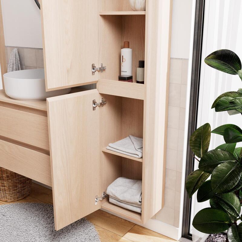 Ensemble meuble simple vasque 60 cm + vasque DIEGO + robinet ROB + miroir EMA + colonne SORRENTO