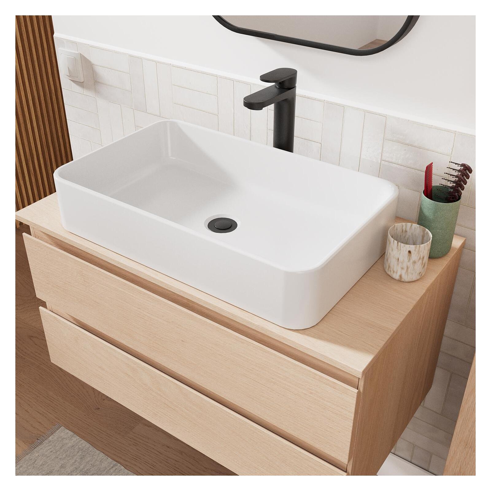 Ensemble meuble simple vasque 80 cm + vasque SADDY