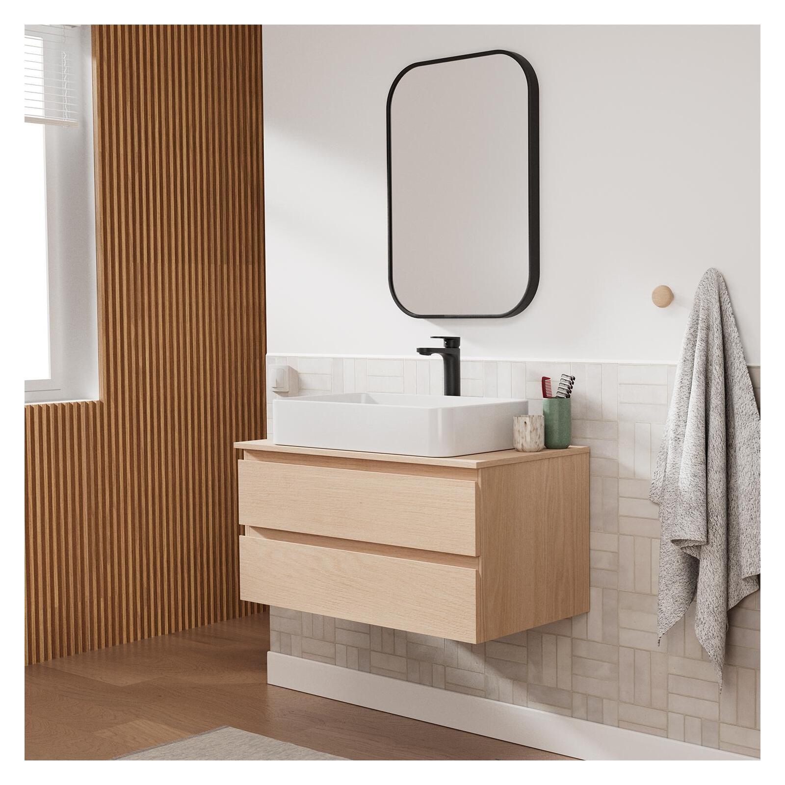 Ensemble meuble simple vasque 80 cm + vasque SADDY + robinet ROB