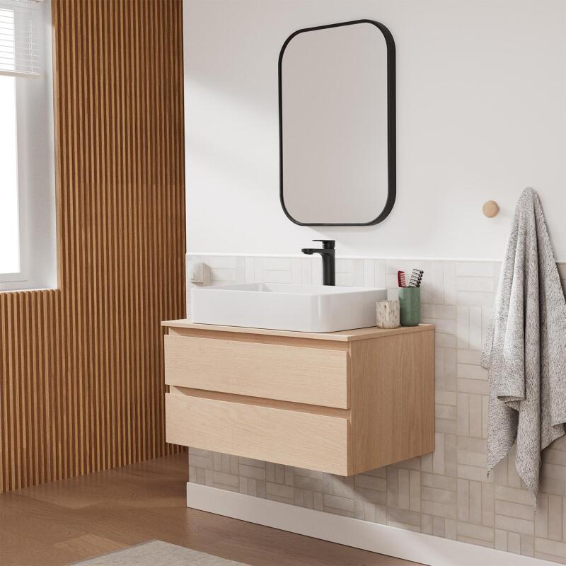 Ensemble meuble simple vasque 80 cm + vasque SADDY + robinet ROB