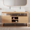 Ensemble meuble double vasque 140 cm + Vasques + Robinets