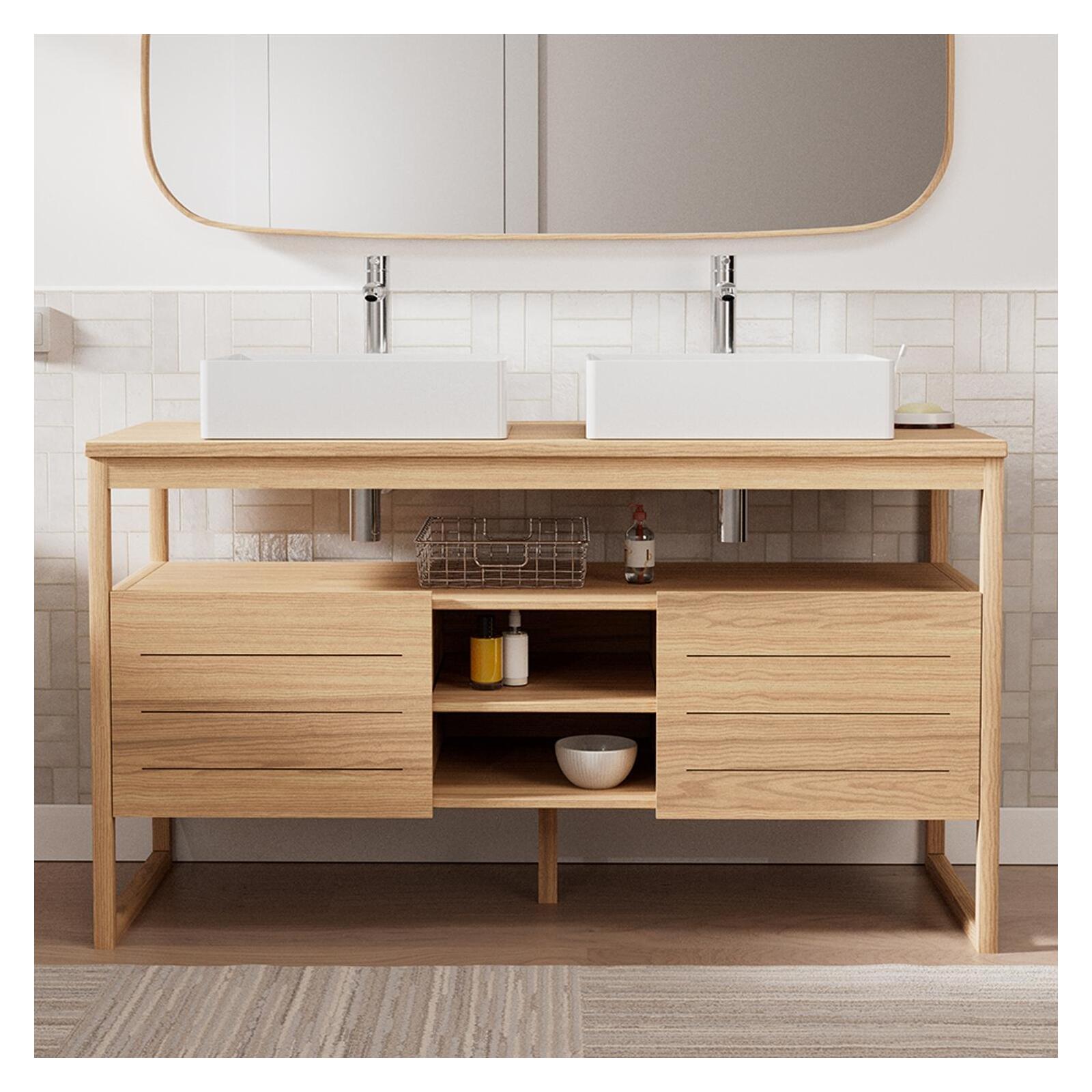 Ensemble meuble double vasque 140 cm + Vasques + Robinets Ensemble meuble double vasque 140 cm + Vasques + Robinets