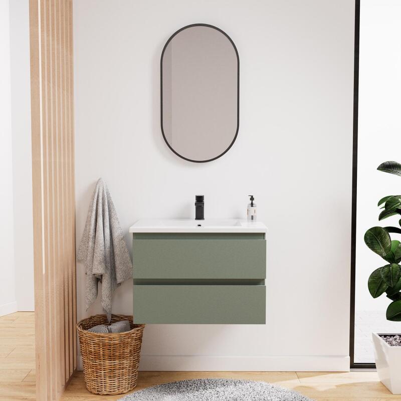 Ensemble meuble simple vasque 60 cm + robinet NETO + miroir Pepper