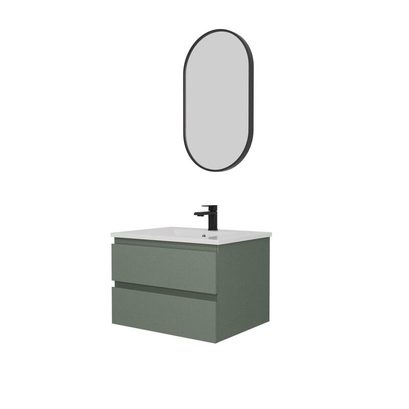 Ensemble meuble simple vasque 60 cm + robinet NETO + miroir Pepper