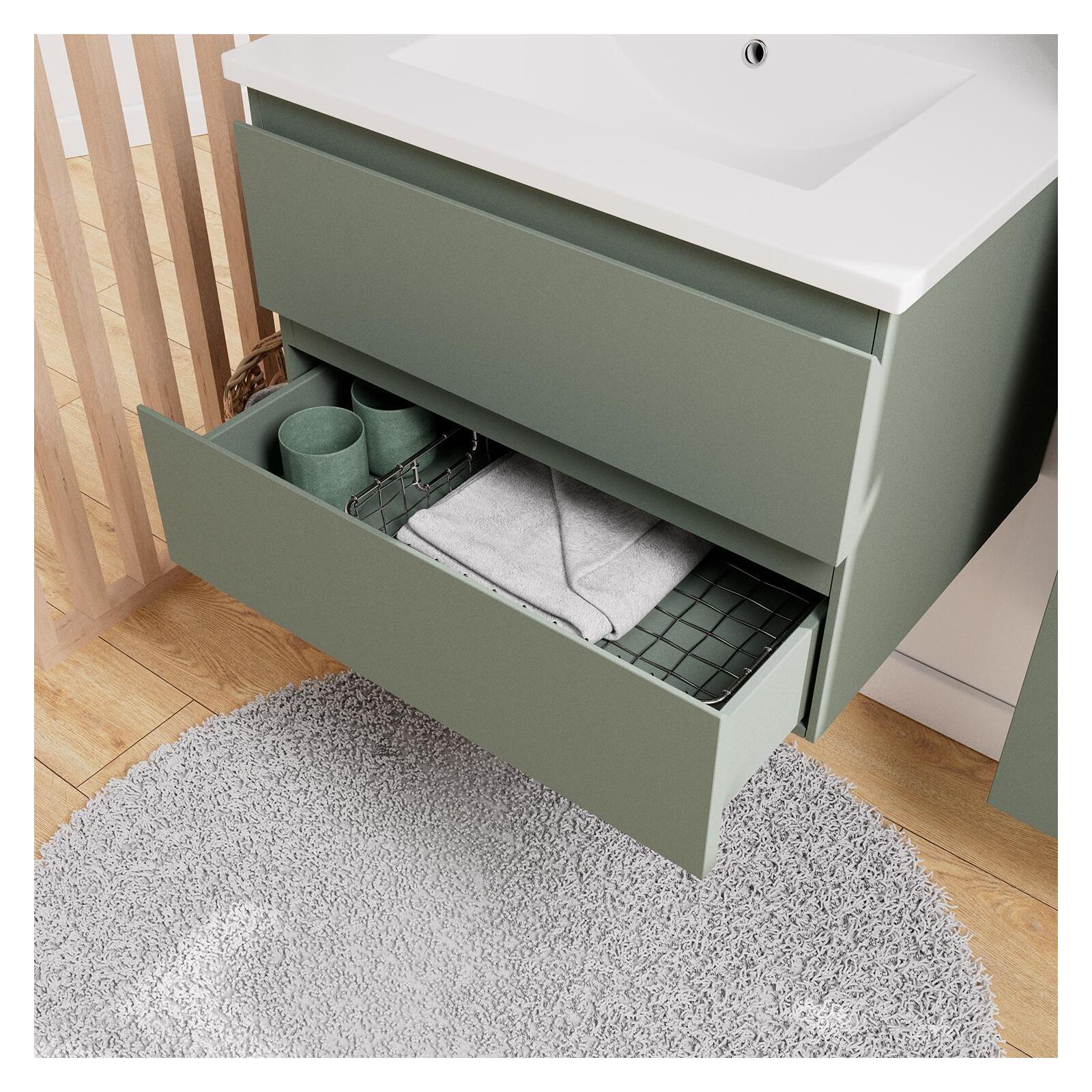 Ensemble meuble simple vasque 60 cm + robinet NETO + miroir Pepper + Colonne Sorrento