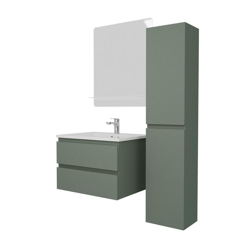 Ensemble meuble simple vasque 60 cm + robinet PIXE + miroir SORRENTO + Colonne SORRENTO