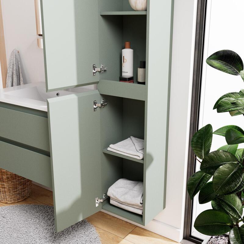 Ensemble meuble simple vasque 60 cm + robinet PIXE + miroir SORRENTO + Colonne SORRENTO