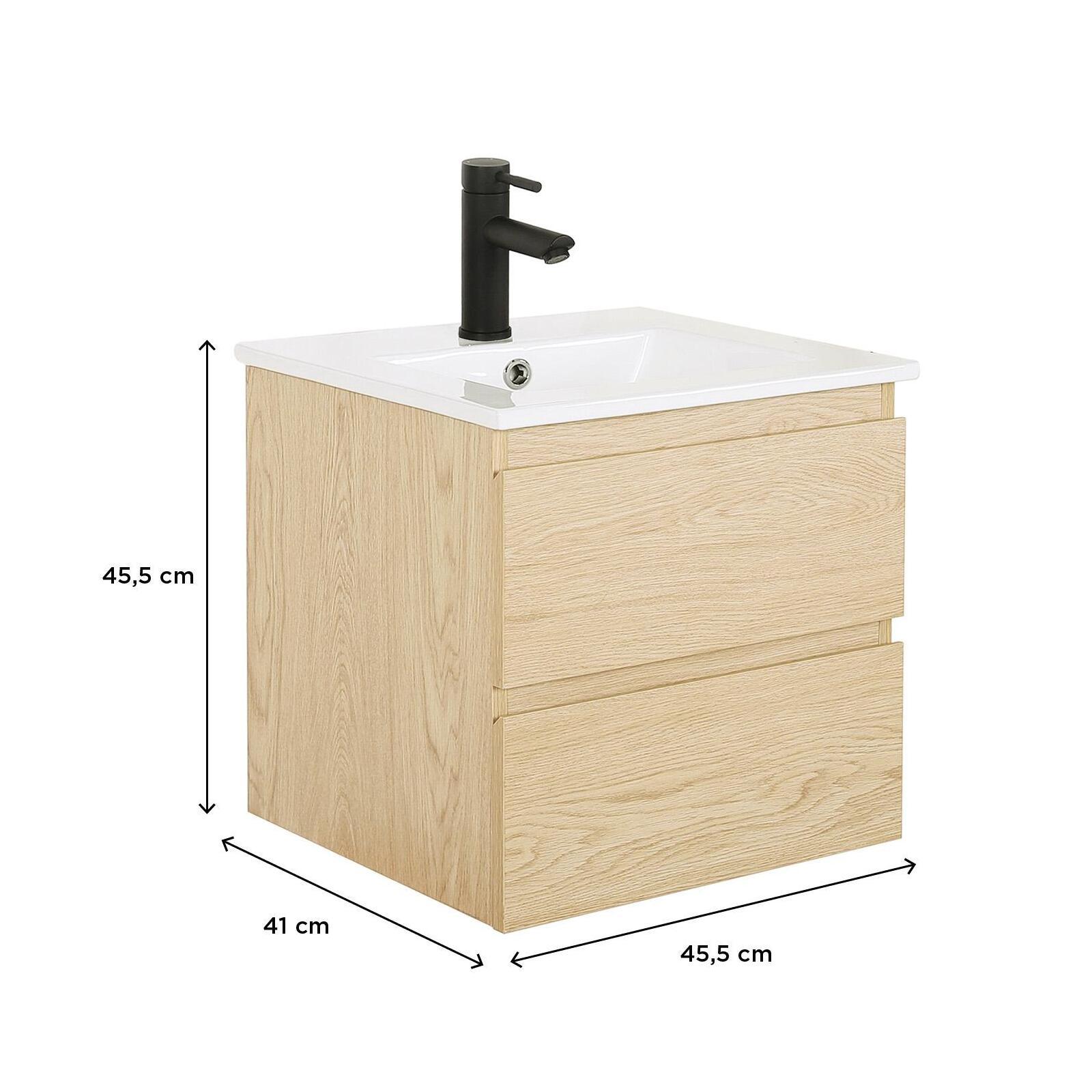 Meuble simple vasque 45 cm + vasque intégrée Meuble simple vasque 45 cm + vasque intégrée