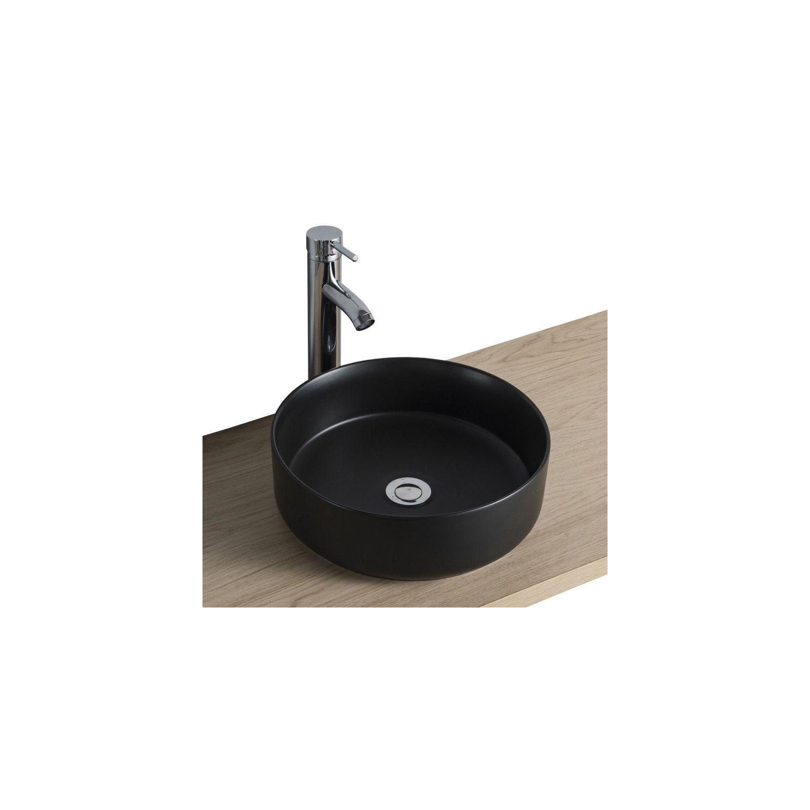 Ensemble meuble sous vasque d'angle + vasque DIEGO noire + robinet TAP