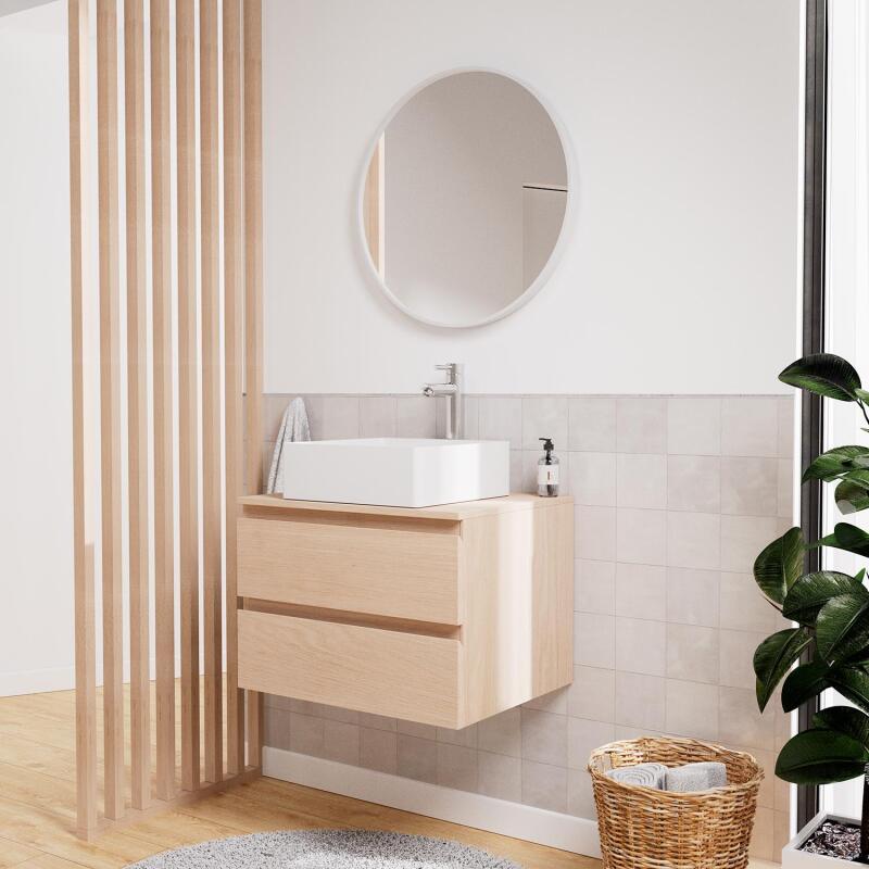 Meuble simple vasque décor chêne 60 cm