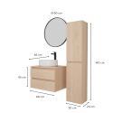 Ensemble meuble simple vasque 60 cm + vasque DIEGO + robinet ROB + miroir EMA + colonne SORRENTO