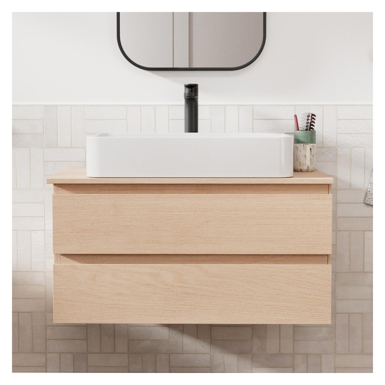 Ensemble meuble simple vasque 80 cm + vasque SADDY