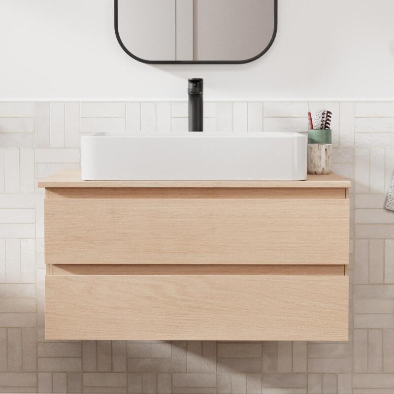 Ensemble meuble simple vasque 80 cm + vasque SADDY + robinet ROB