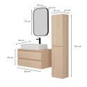 Ensemble meuble simple vasque 80 cm + vasque SADDY + robinet ROB + miroir LYA + colonne SORRENTO