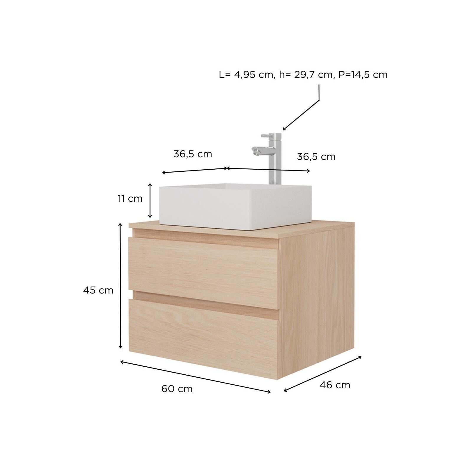 Ensemble meuble simple vasque 60 cm + vasque COMA + robinet TAP