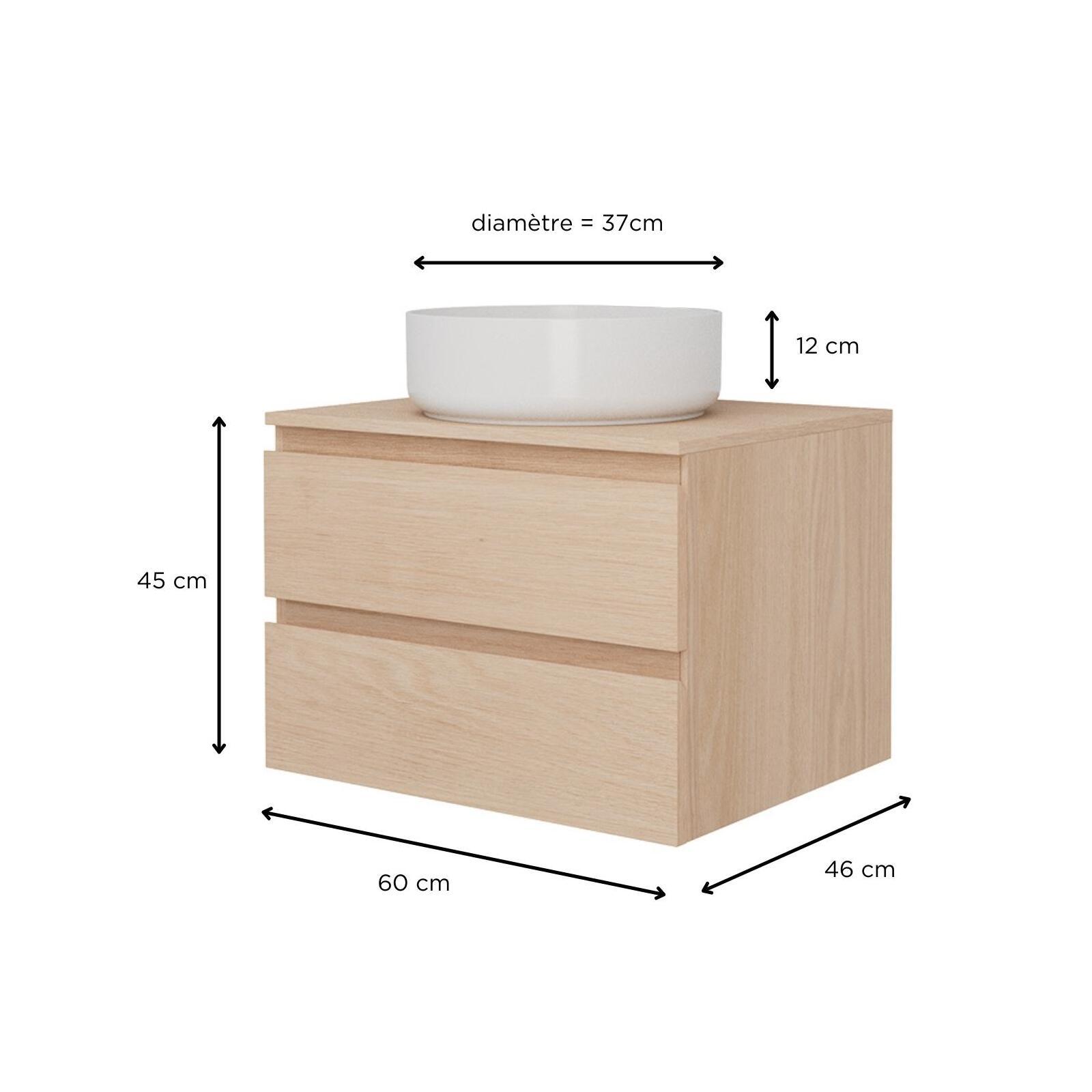 Ensemble meuble simple vasque 60 cm + vasque DIEGO