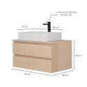 Ensemble meuble simple vasque 80 cm + vasque SADDY + robinet ROB
