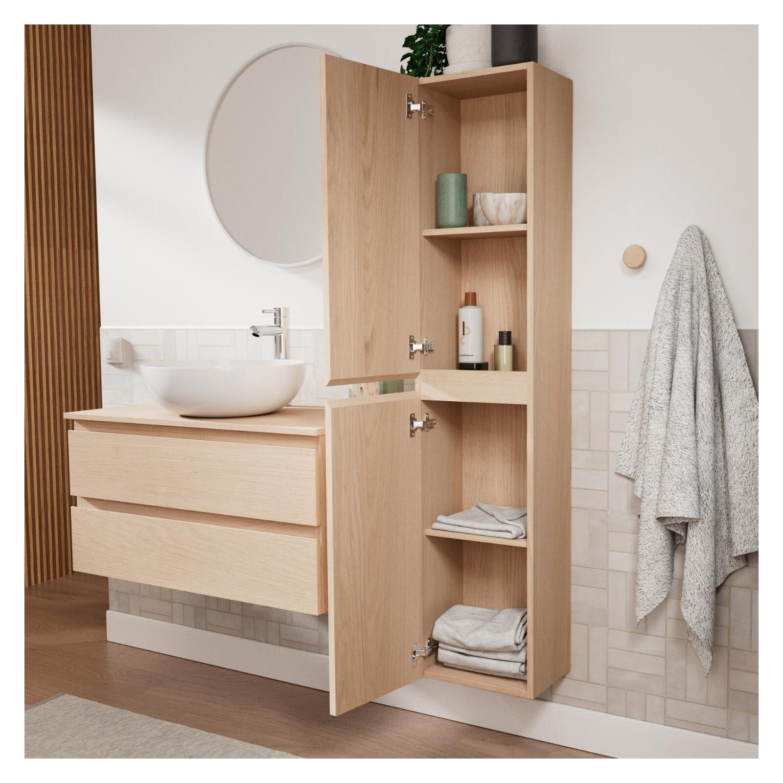 Ensemble meuble simple vasque 80 cm + vasque SACHA + robinet TAP + miroir EMA + colonne SORRENTO