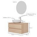 Ensemble meuble simple vasque 80 cm + vasque SACHA + robinet TAP + miroir EMA