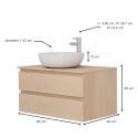 Ensemble meuble simple vasque 80 cm + vasque SACHA + robinet TAP