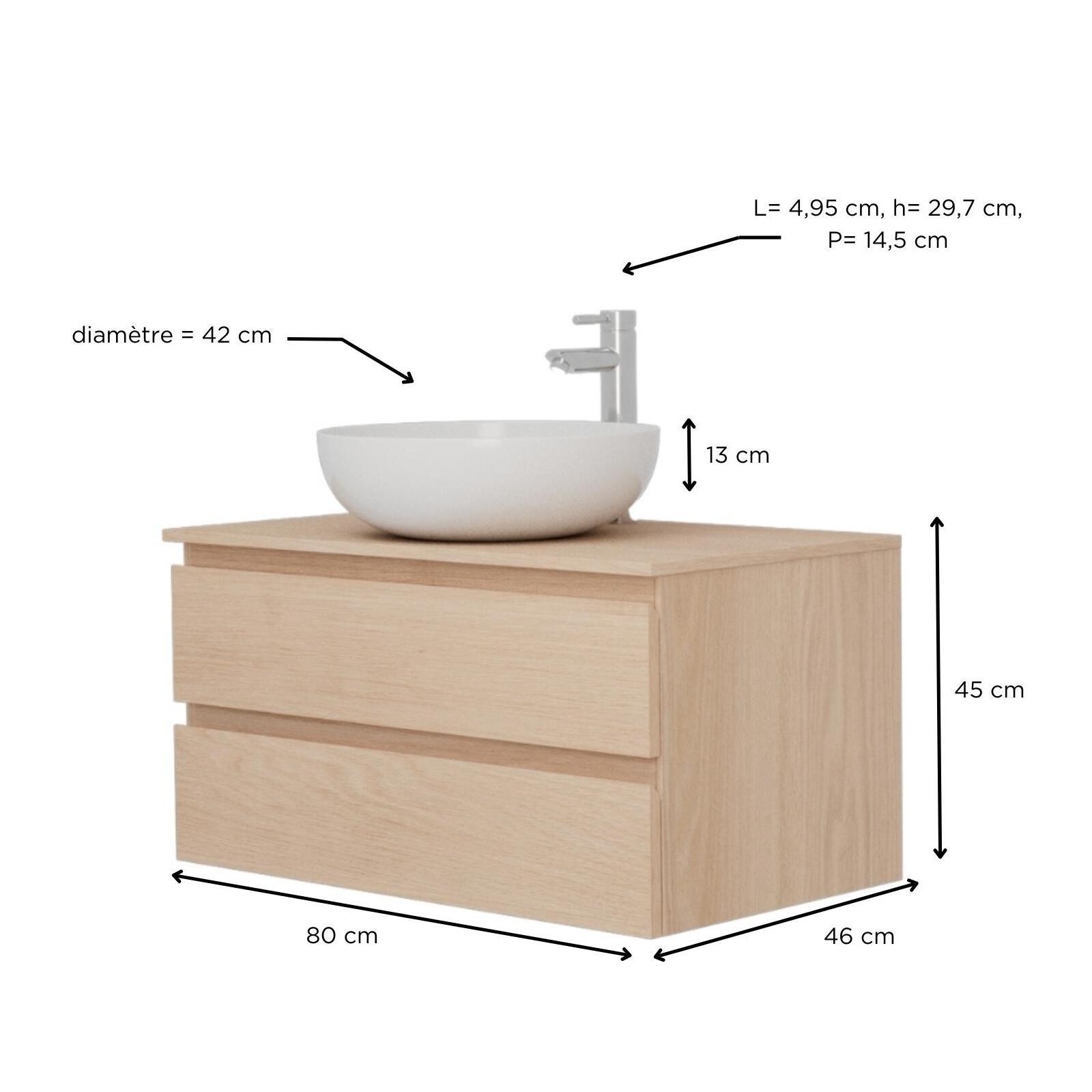 Ensemble meuble simple vasque 80 cm + vasque SACHA + robinet TAP