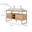 Ensemble meuble double vasque 140 cm + Vasques + Robinets