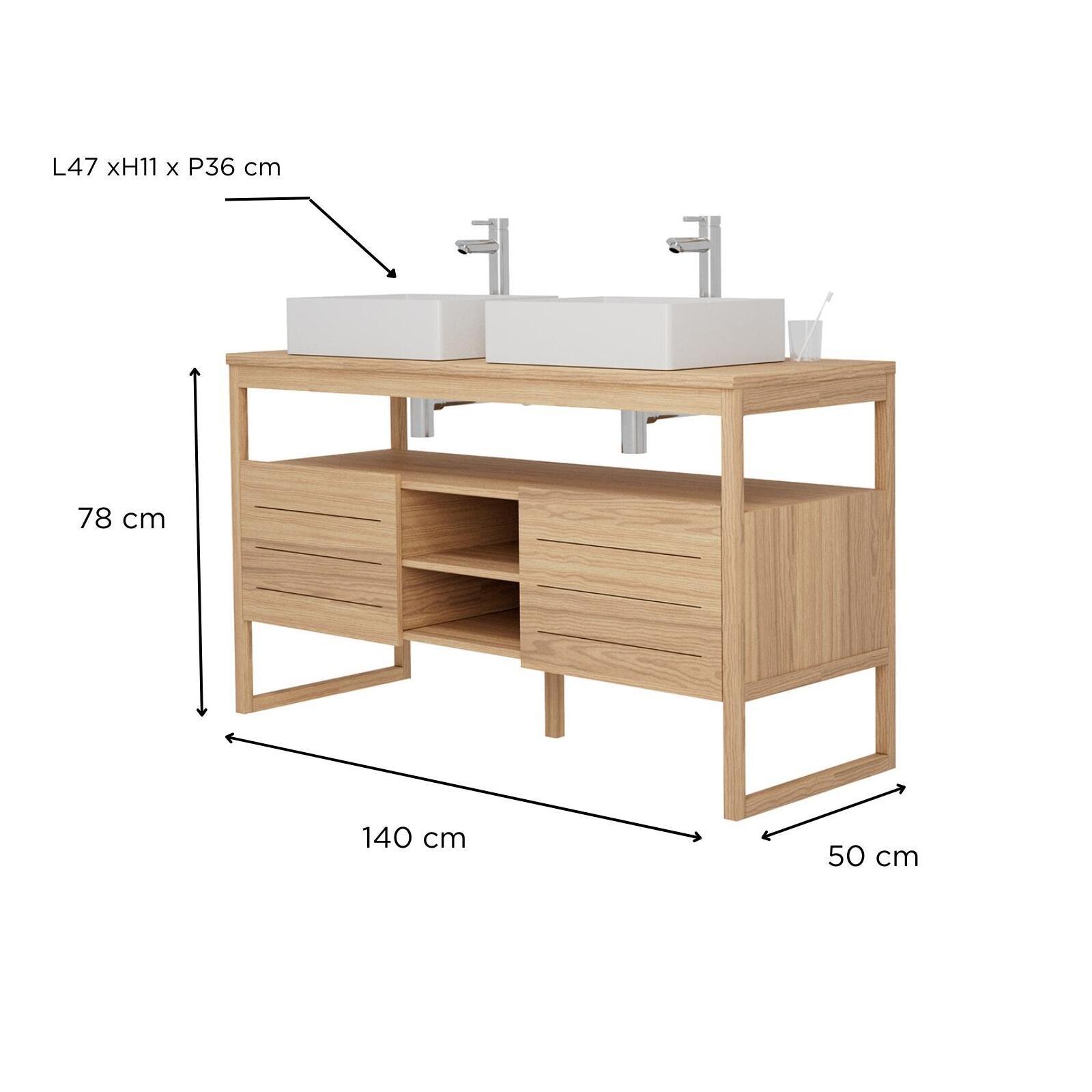 Ensemble meuble double vasque 140 cm + Vasques + Robinets Ensemble meuble double vasque 140 cm + Vasques + Robinets