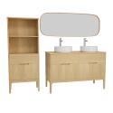 Ensemble meuble double vasque 120cm ALASKA + vasque DIEGO + robinet TAP + Miroir FLOKI + Colonne ALASKA