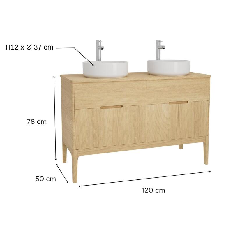 Ensemble meuble double vasque 120cm ALASKA + vasque DIEGO