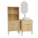 Ensemble meuble double vasque 60cm ALASKA + vasque DIEGO + robinet TAP + Miroir PEPPER + Colonne ALASKA