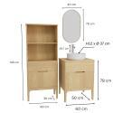 Ensemble meuble double vasque 60cm ALASKA + vasque DIEGO + robinet TAP + Miroir PEPPER + Colonne ALASKA