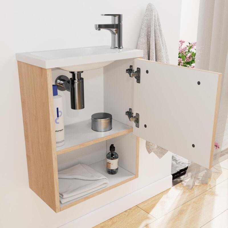 Ensemble meuble lave-mains NIKA + robinet TAP + Miroir PEPPER