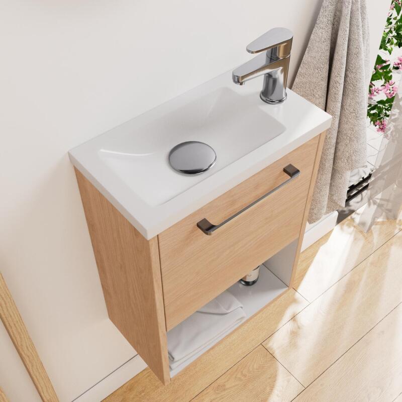 Ensemble meuble lave-mains NIKA + robinet TAP + Miroir PEPPER
