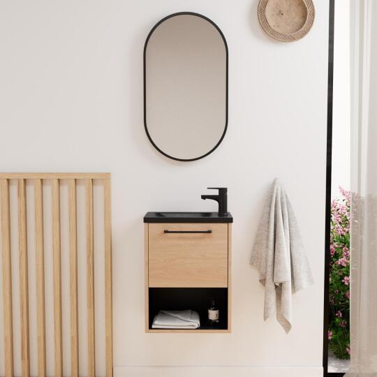 Ensemble meuble lave-mains NIKA + robinet GRIFO + Miroir PEPPER